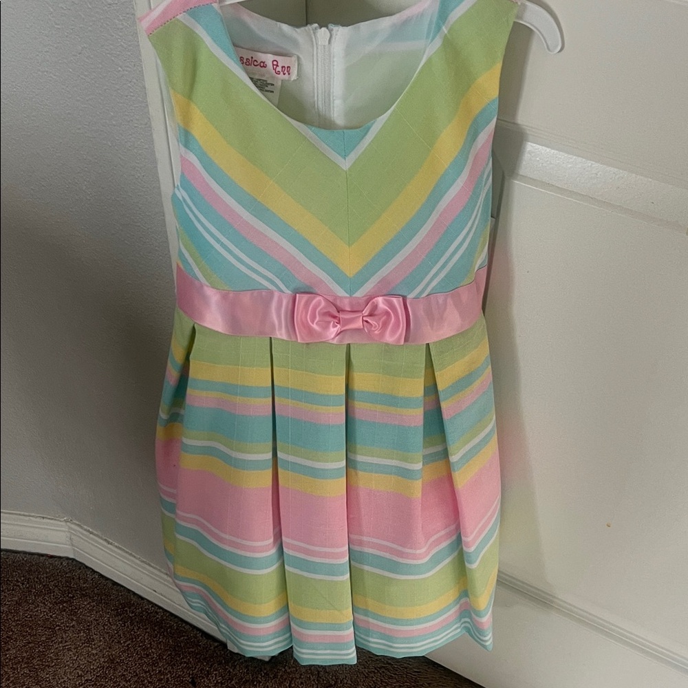 Rare Editions Pastel Striped Kids Dress